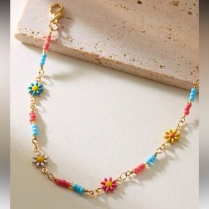 Colorful Beaded Flower anklet N999